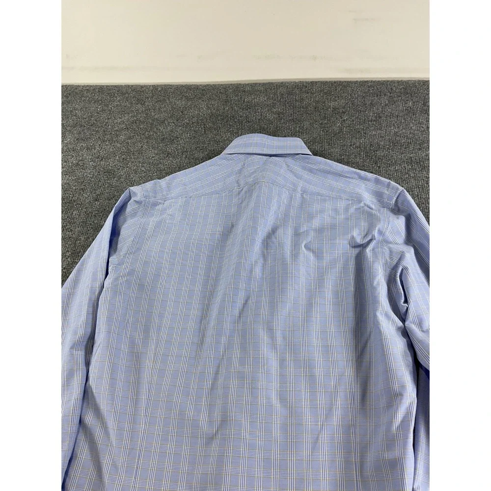 Charles Tyrwhitt Extra Slim Fit Dress Shirt 16/33 Blue Plaid Check Button Front